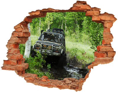 Diera 3D fototapeta nálepka Jeep v lese
