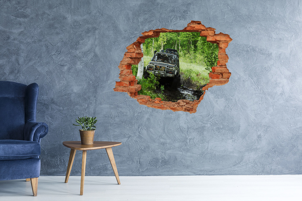 Diera 3D fototapeta nálepka Jeep v lese