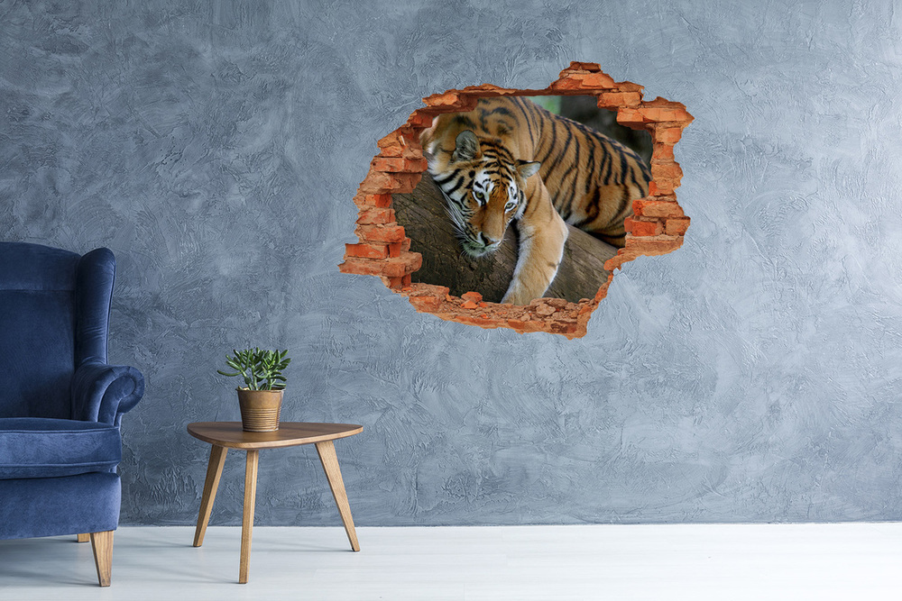 Diera 3D v stene nálepka Tiger na strome