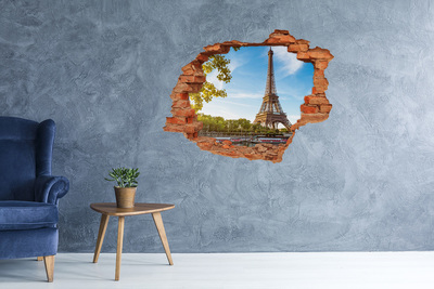 Diera 3D v stene nálepka Eiffelova veža v paríži