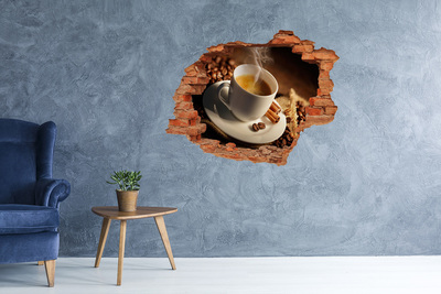 Nálepka 3D diera Káva v šálke