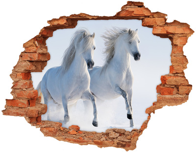 Diera 3D fototapeta na stenu Dva kone v snehu