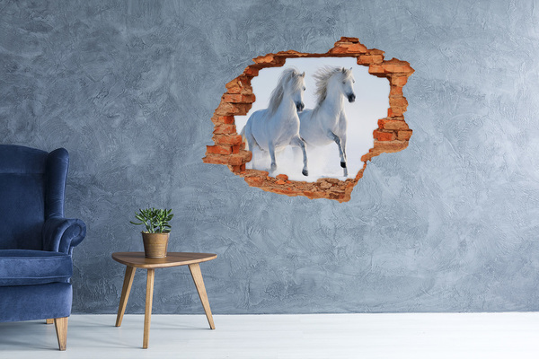 Diera 3D fototapeta na stenu Dva kone v snehu