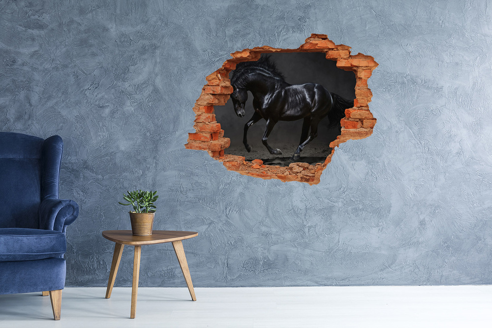 Diera 3D v stene na stenu Čierny kôň
