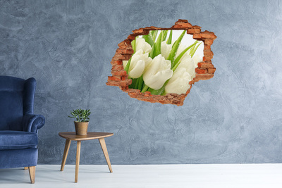 Nálepka fototapeta 3D výhľad Biele tulipány