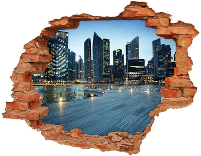 Nálepka 3D diera na stenu Singapur v noci