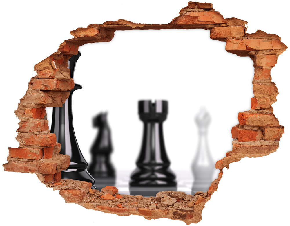 Nálepka 3D diera na stenu Šachová figúrka