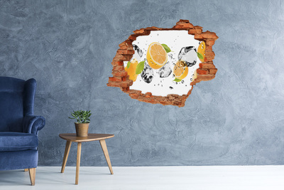 Nálepka 3D diera na stenu samolepiaca Výbuch citrusov vo vode