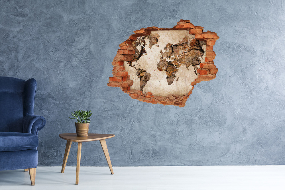 Diera 3D fototapeta nálepka Mapa sveta dreva