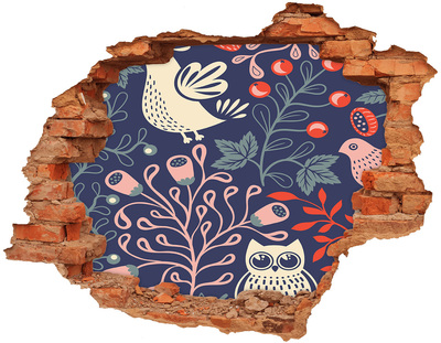 Diera 3D fototapeta nástenná Kvetinový vzor so sovami