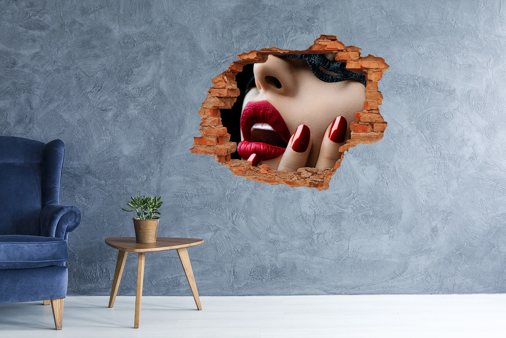 Diera 3D v stene nálepka Čipka maska