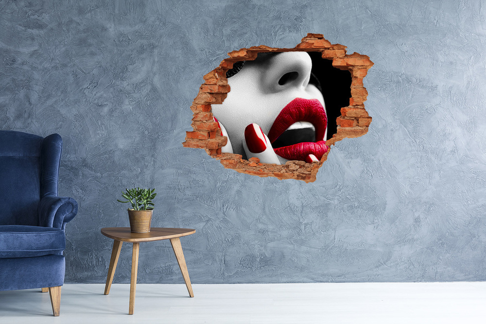 Diera 3D v stene nálepka Čipka maska