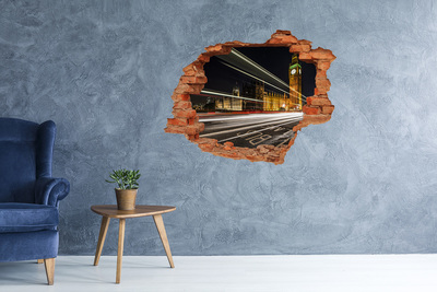 Diera 3D v stene nálepka Londýnske pamiatky v noci