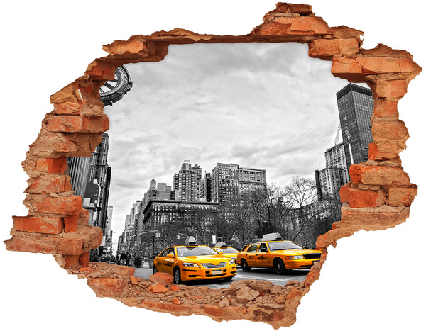 Fototapeta diera na stenu 3D Newyorské taxíky v mestskej krajine