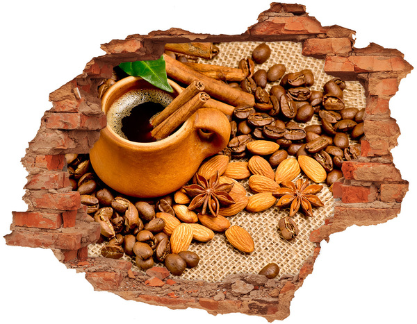 Samolepiaca diera na stenu Kávová hostina pri diere v stene