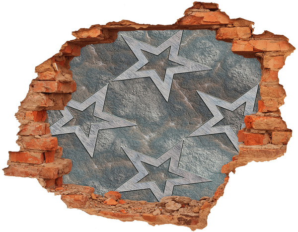 Diera 3D fototapeta na stenu Rozbitá stena s hviezdami