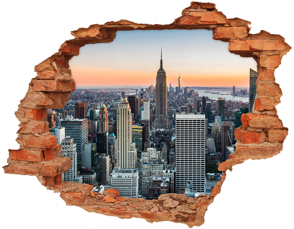 Diera 3D v stene nálepka New york