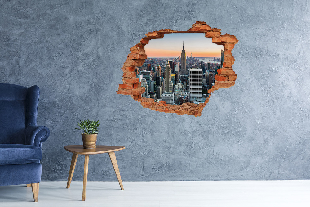 Diera 3D v stene nálepka New york