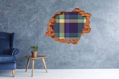 Diera 3D v stene nálepka Kockovaný vzor na stene