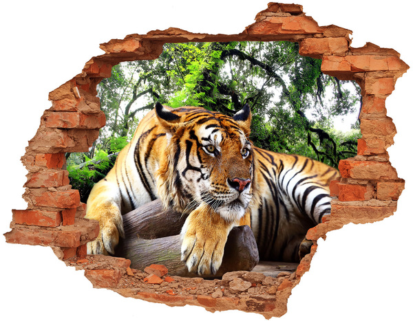 Diera 3D fototapeta na stenu Tiger na skale