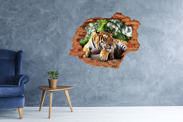 Diera 3D fototapeta na stenu Tiger na skale