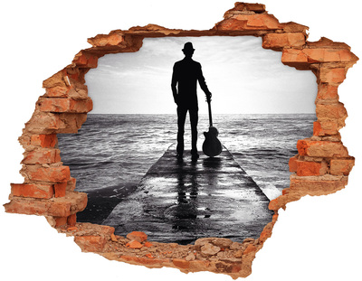 Nálepka fototapeta 3D výhľad Hudobník na móle