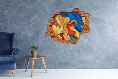 Diera 3D v stene nálepka Abstraktné kvetinové