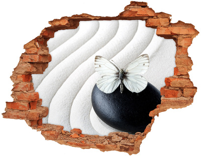 Diera 3D fototapeta na stenu Motýľ na kameni v zenovom prostredí