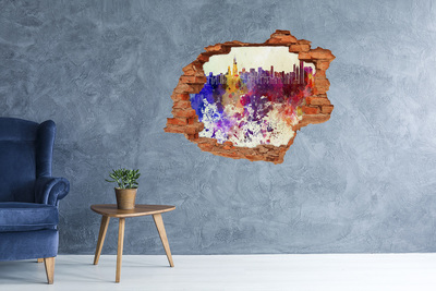 Fototapeta diera na stenu Panoráma mesta v farebnej diere