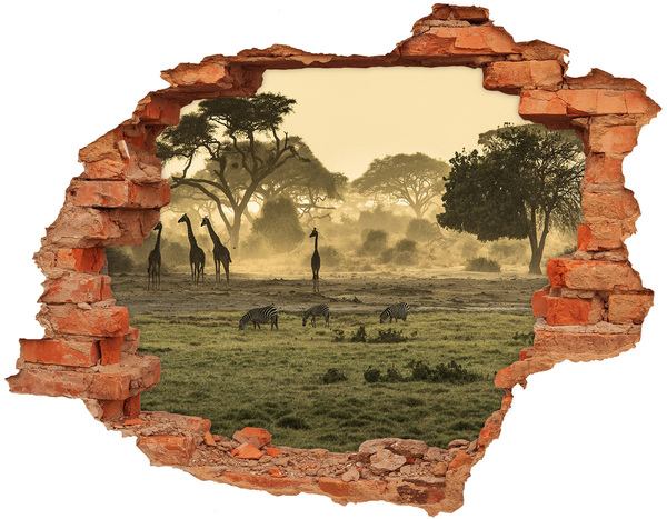 Diera 3D fototapeta nálepka Africká savana so žirafami a zebrami