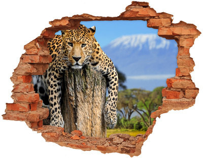 Samolepiaca nálepka fototapeta Leopard na pni