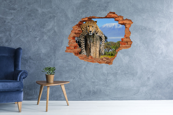 Samolepiaca nálepka fototapeta Leopard na pni
