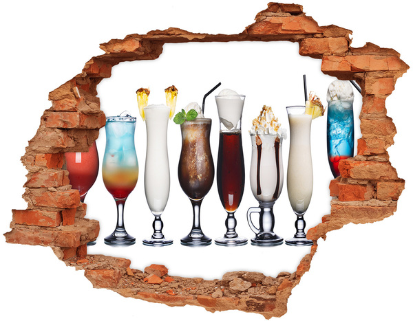 Fototapeta diera na stenu 3D Koktailová oáza v štýle diery v stene