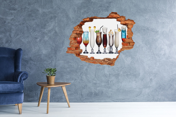 Fototapeta diera na stenu 3D Koktailová oáza v štýle diery v stene