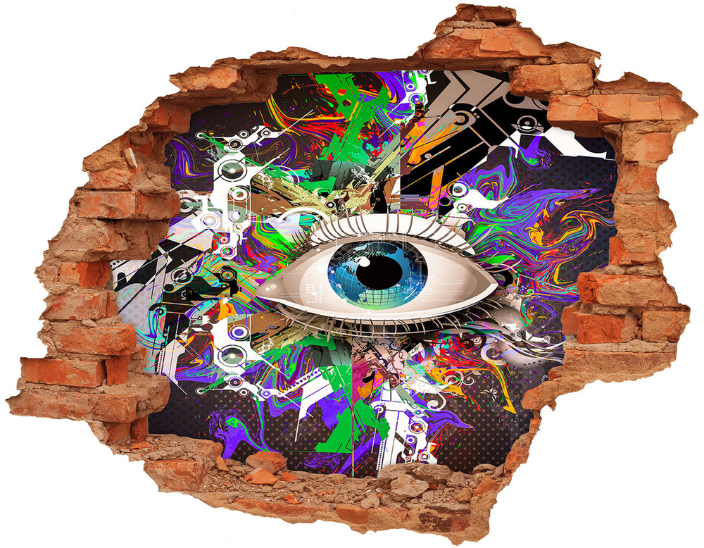 Nálepka 3D diera na stenu Abstraktné oko