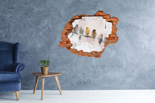 Diera 3D fototapeta nálepka Vtáky na vetve