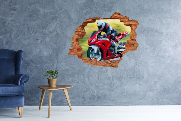 Diera 3D fototapeta na stenu Motocykel v akcii