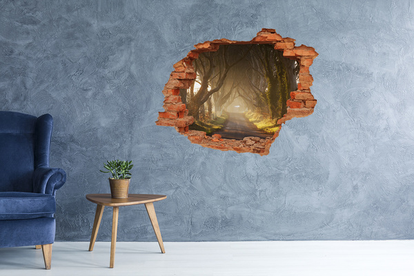 Nálepka 3D diera na stenu samolepiaca Cesta medzi stromami