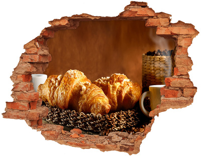 Nálepka fototapeta 3D výhľad Lahodné croissanty v diere v stene