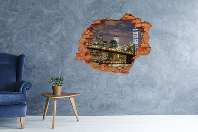 Fototapeta diera na stenu 3D Pohľad na Brooklynský most v noci