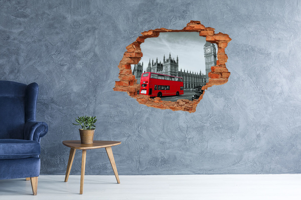 Nálepka 3D diera na stenu London bus