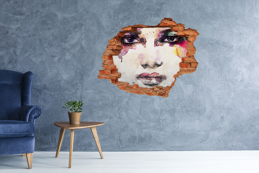 Diera 3D v stene nálepka Portrét ženy
