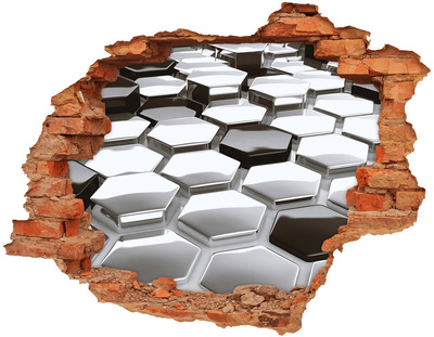 Nálepka 3D diera Moderné šesťuholníky v betóne
