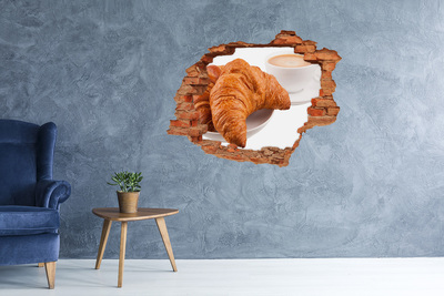 Fototapeta diera na stenu 3D Croissanty a káva