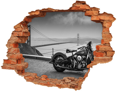 Nálepka 3D diera betón Motocykel na moste Golden Gate
