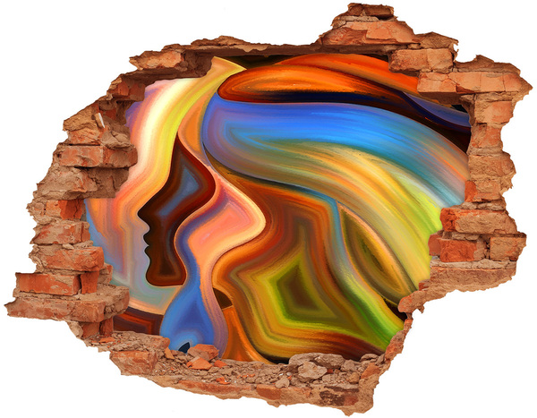 Diera 3D fototapeta nálepka Farebná krajina v diere v stene