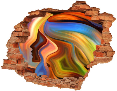 Diera 3D fototapeta nálepka Farebná krajina v diere v stene