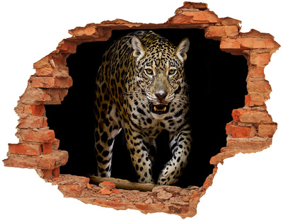 Diera 3D v stene nálepka Jaguár