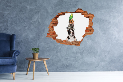 Nálepka 3D diera betón Veža priateľstva so zvieratami