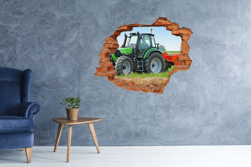 Fototapeta diera na stenu 3D Traktor na poli